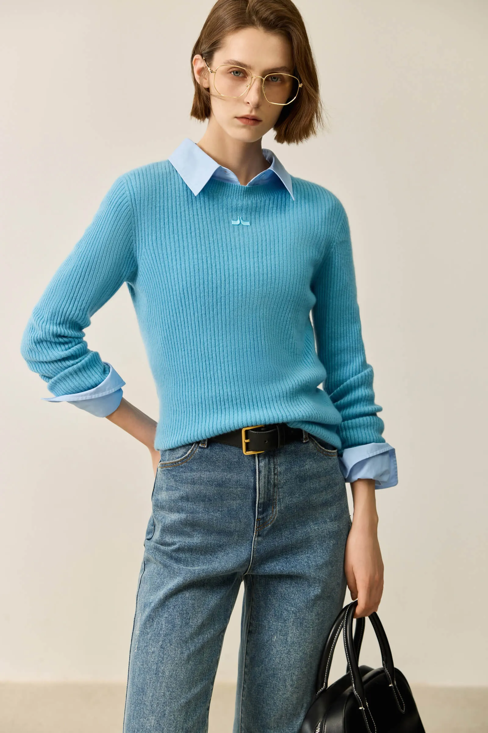 LILY Merino Lambswool Crewneck Versatile Sweater