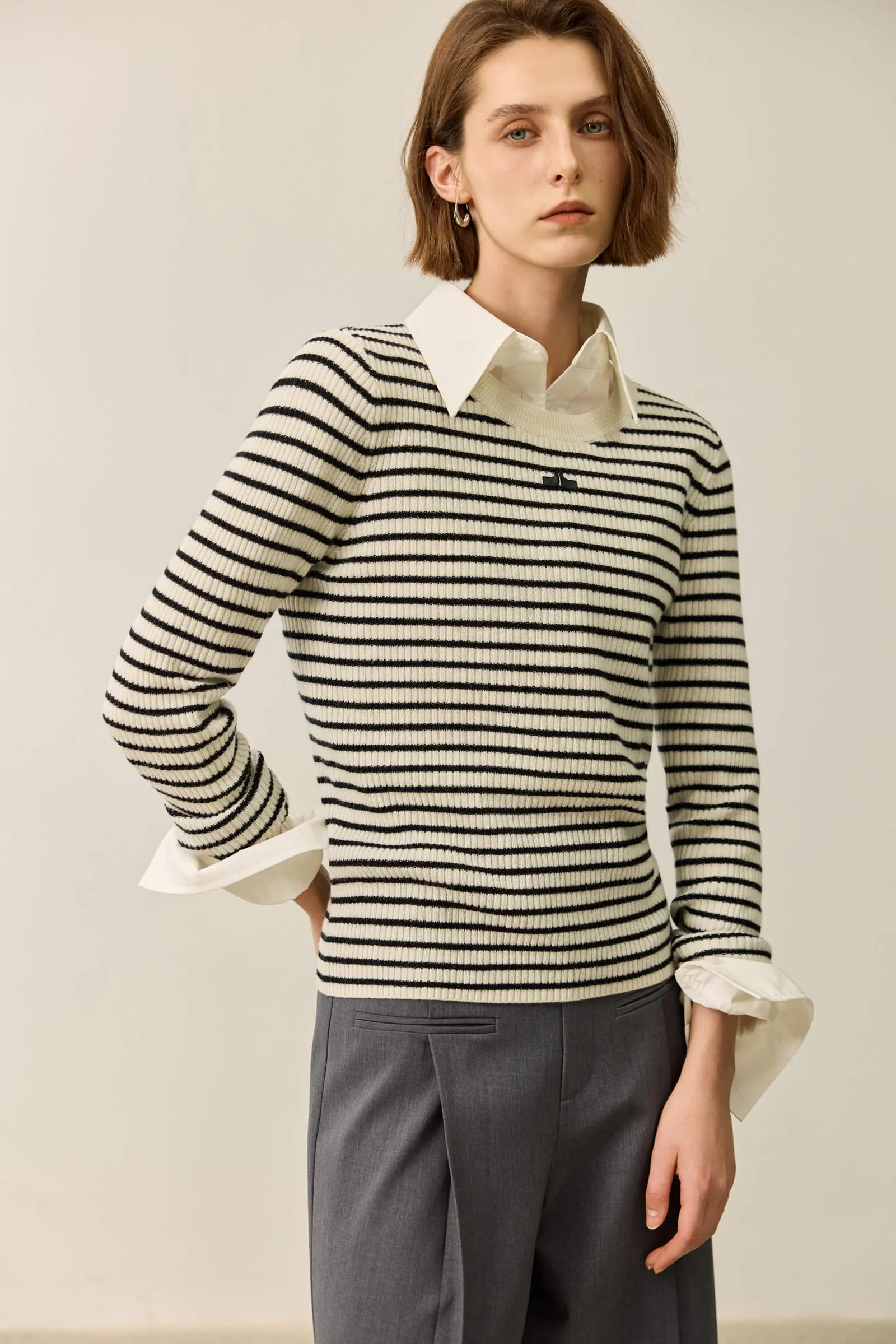 LILY Merino Lambswool Crewneck Versatile Sweater