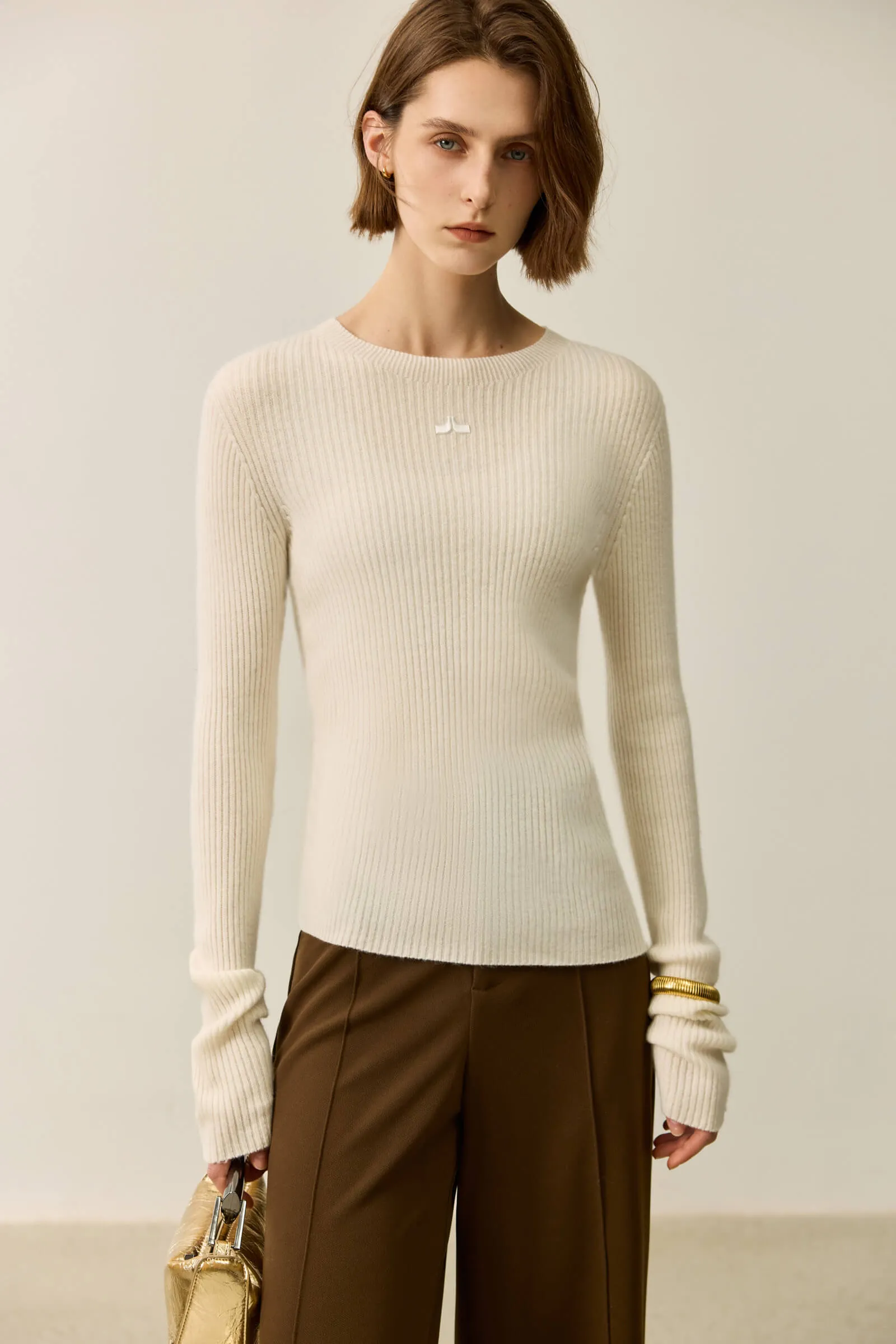 LILY Merino Lambswool Crewneck Versatile Sweater