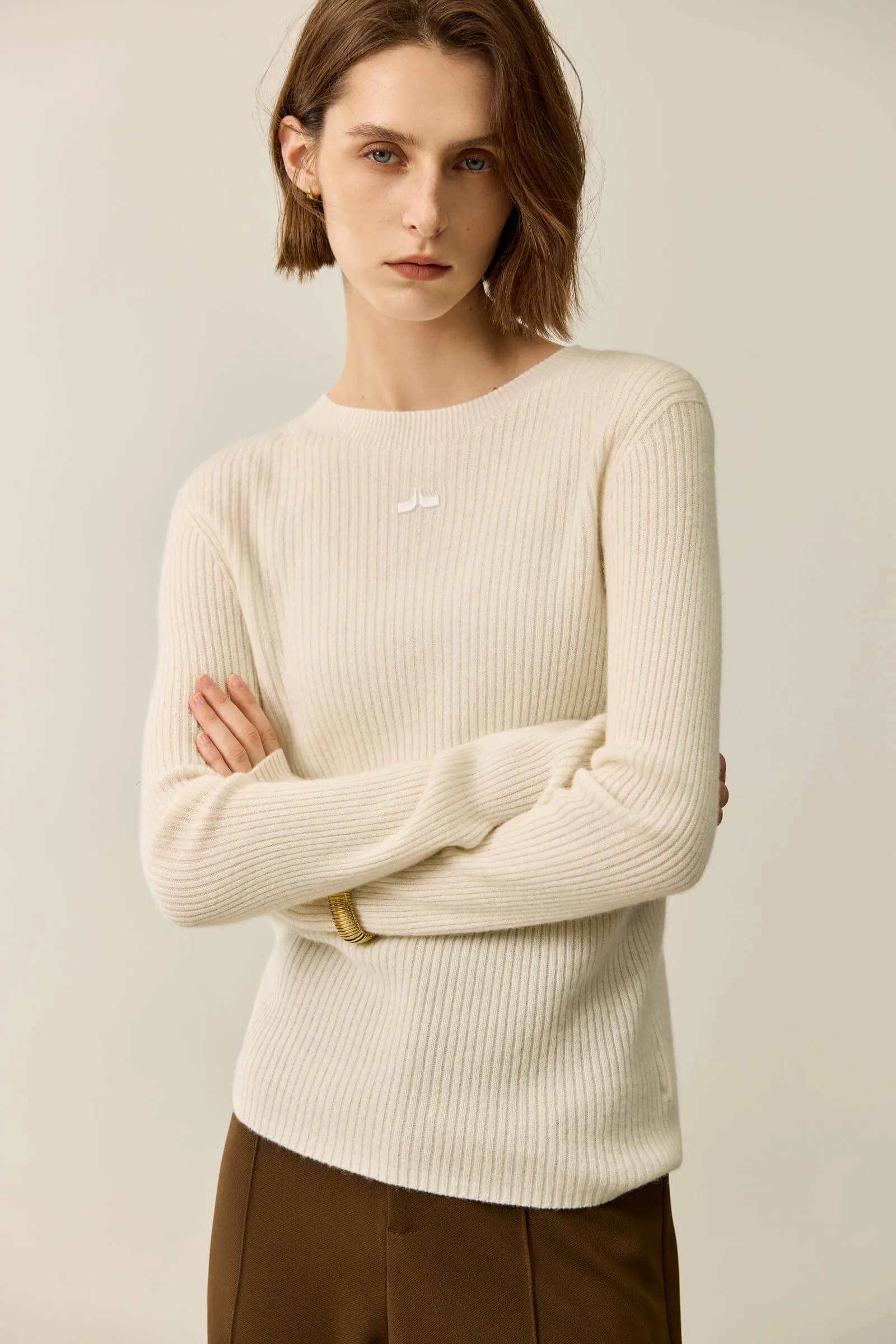 LILY Merino Lambswool Crewneck Versatile Sweater