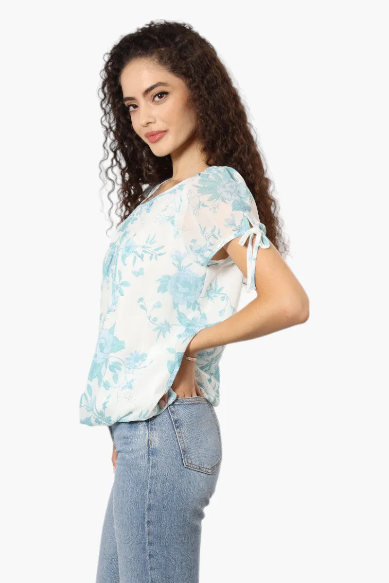 Limite Floral Tie Sleeve Blouse - White