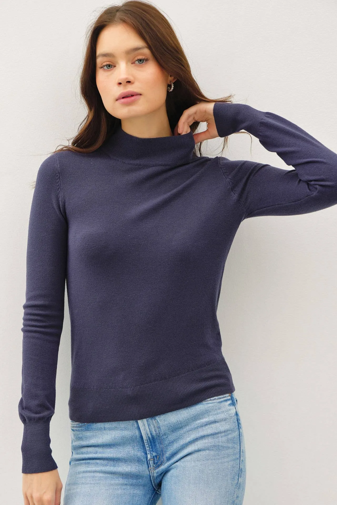 Long Sleeve Mock Neck Sweater