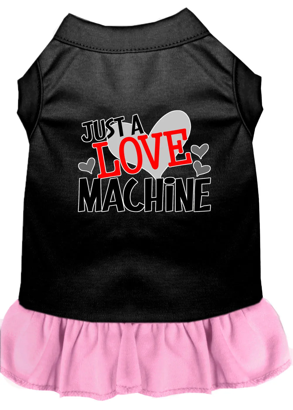 Love Machine Screen Print Dog Dress Black With Light Pink Xs