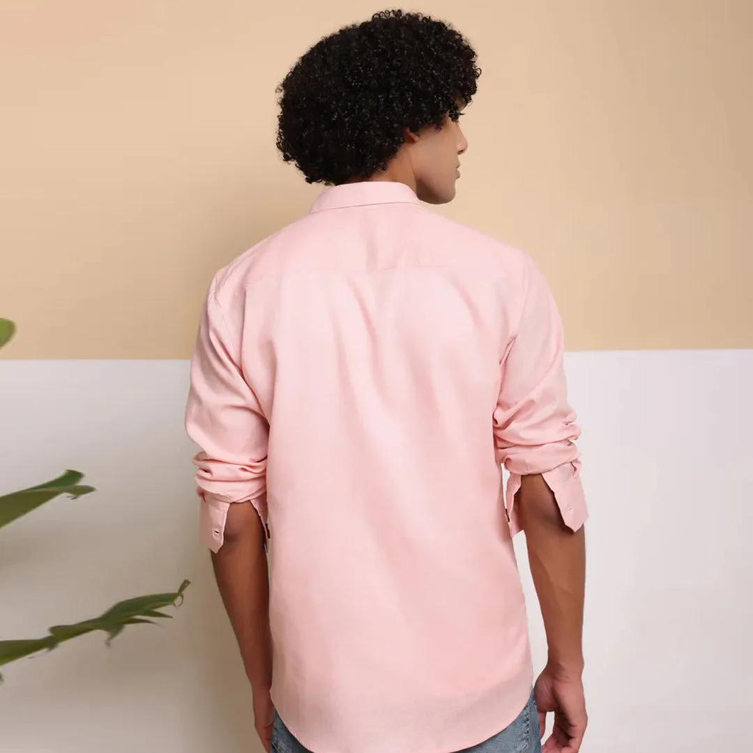 Men's Pure Linen Casual Shirt - Pink