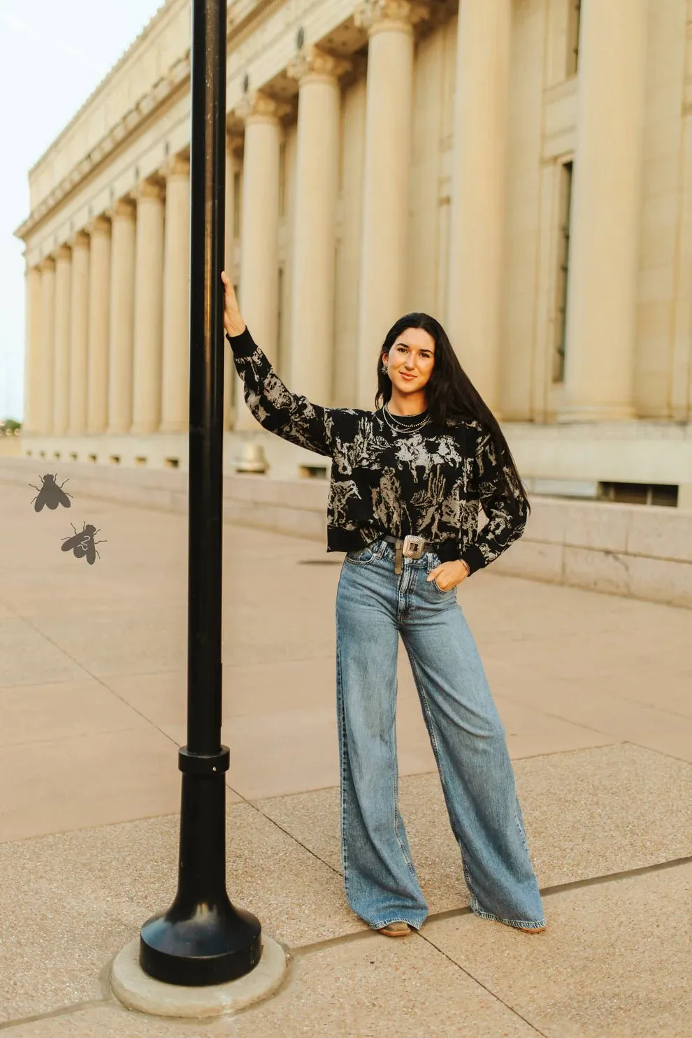 Metallic Cowboy Cropped Sweater