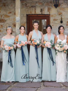 Mismatched Light Blue Chiffon Long Bridesmaid Dresses