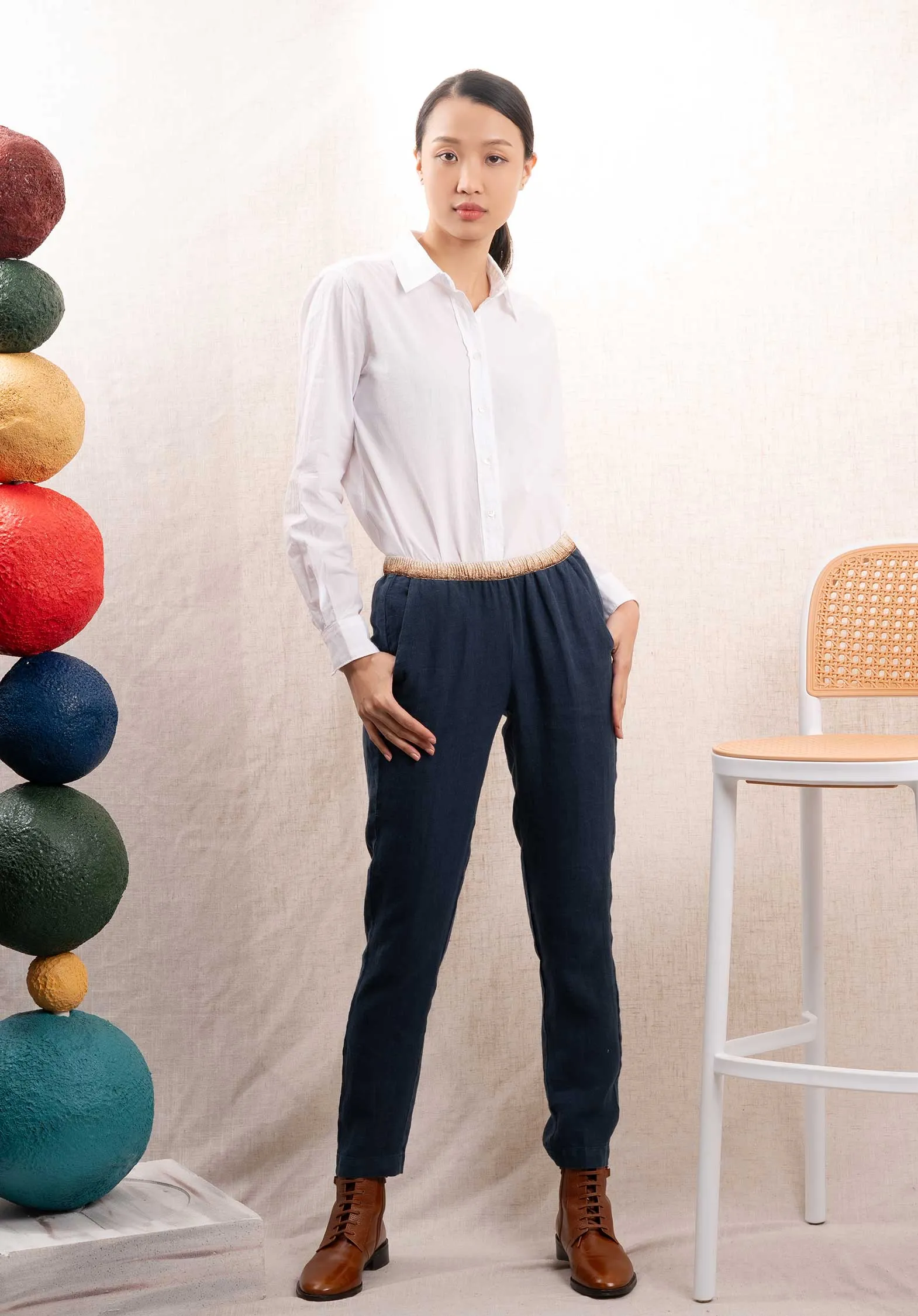 Pants Pirouette Linen 33-Midnight