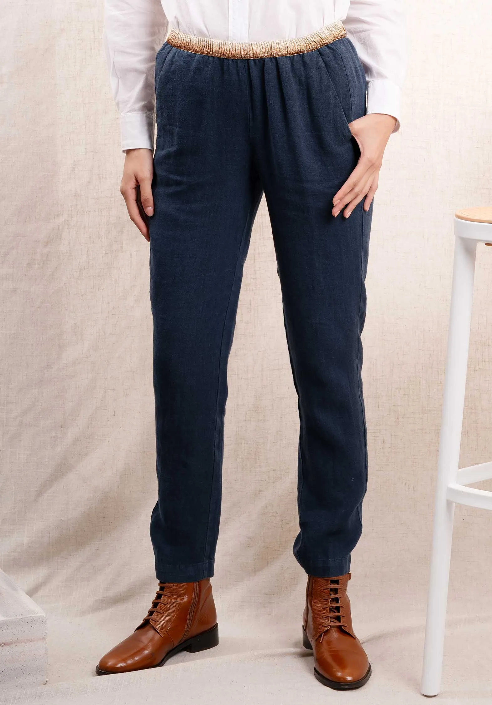 Pants Pirouette Linen 33-Midnight