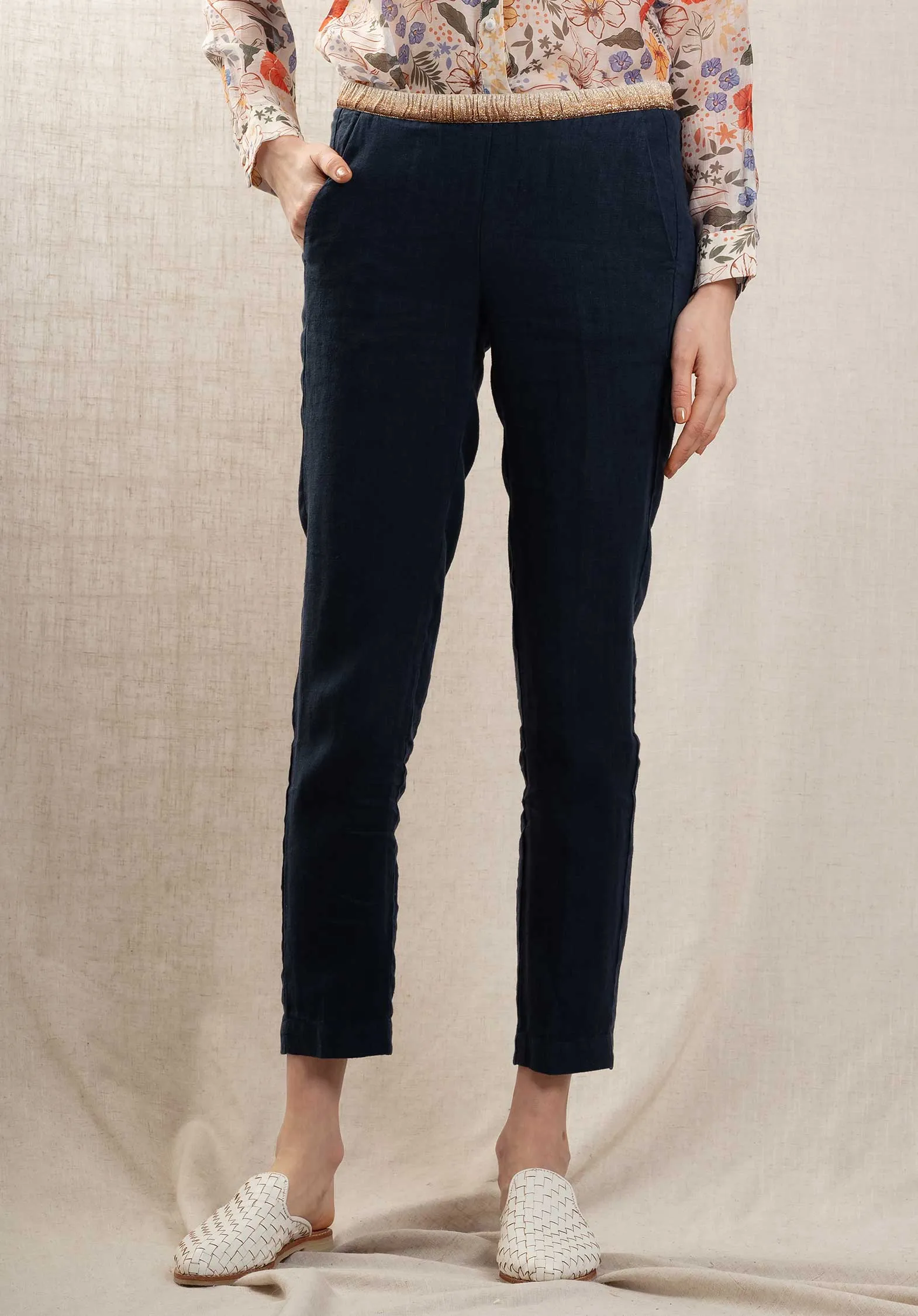 Pants Pirouette Linen 42-Midnight