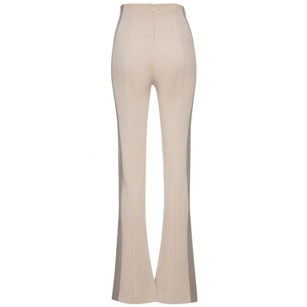 Patrizia Pepe Chic Beige Slim Fit Trousers with Side Bands