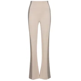 Patrizia Pepe Chic Beige Slim Fit Trousers with Side Bands