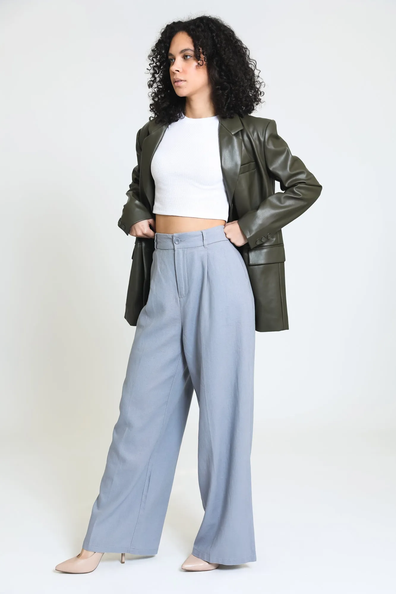 PLEATED WIDE LEG TROUSER - TROOPER