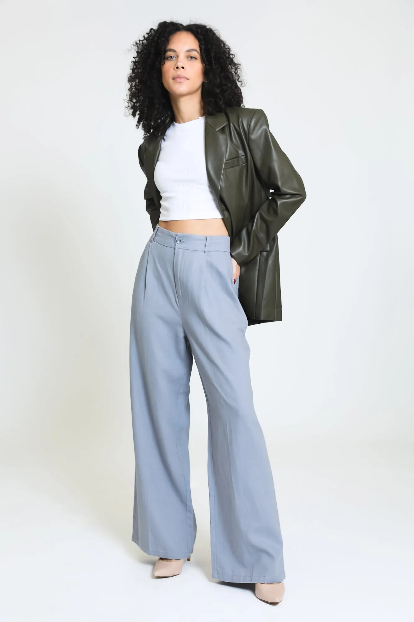 PLEATED WIDE LEG TROUSER - TROOPER