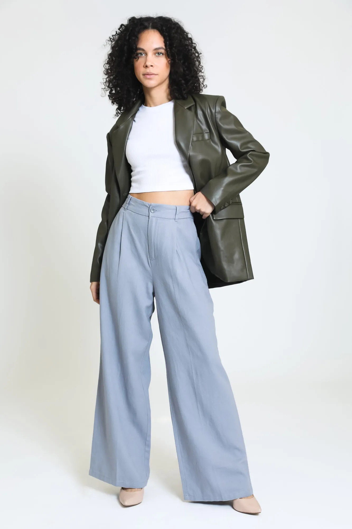 PLEATED WIDE LEG TROUSER - TROOPER