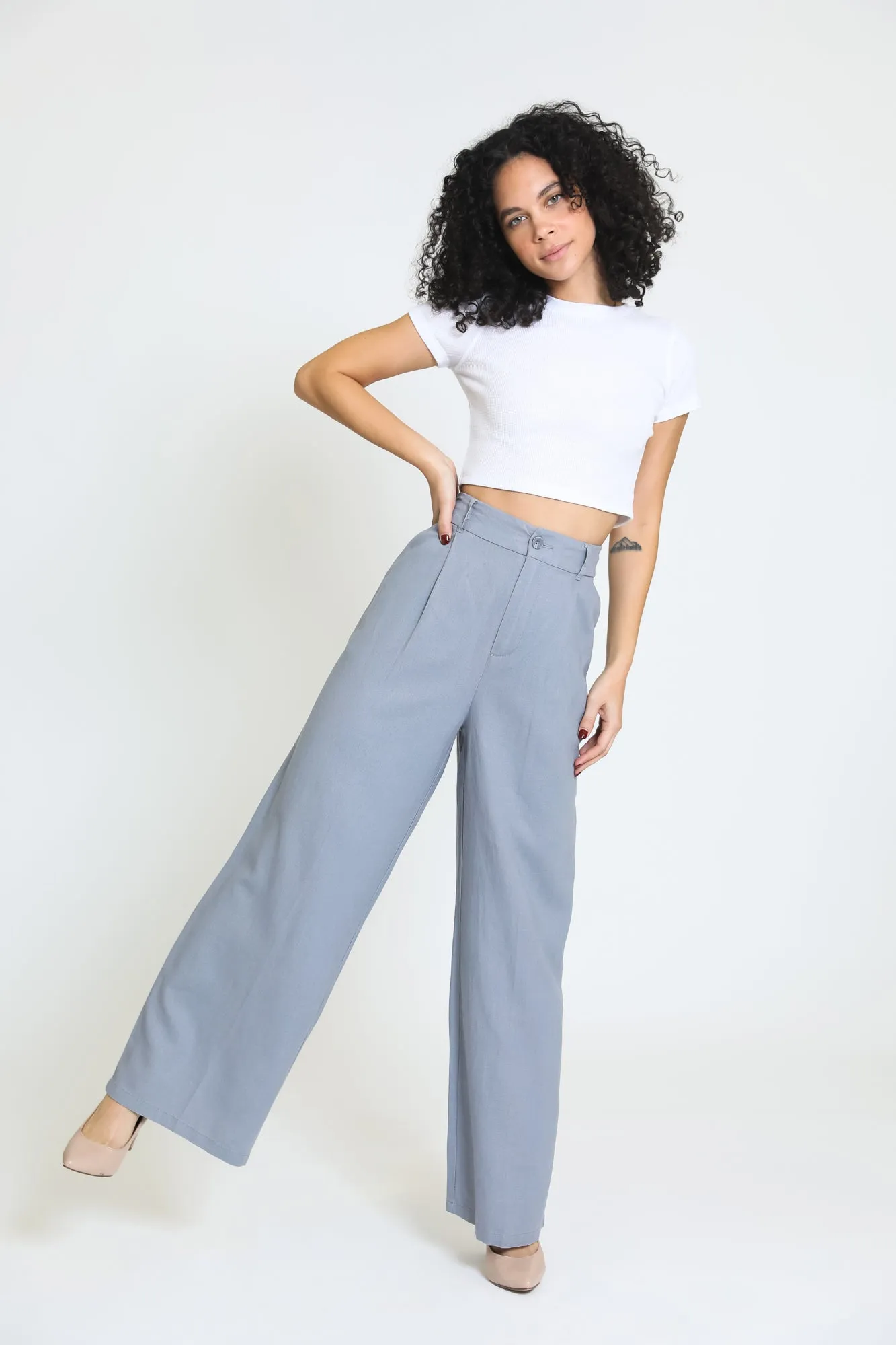 PLEATED WIDE LEG TROUSER - TROOPER