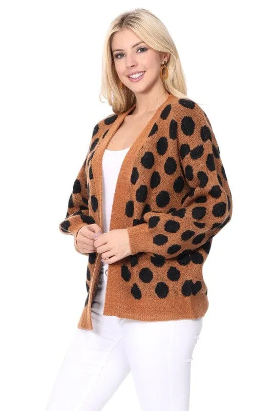 Polka Dot Jacquard Sweater Shrug Cardigan