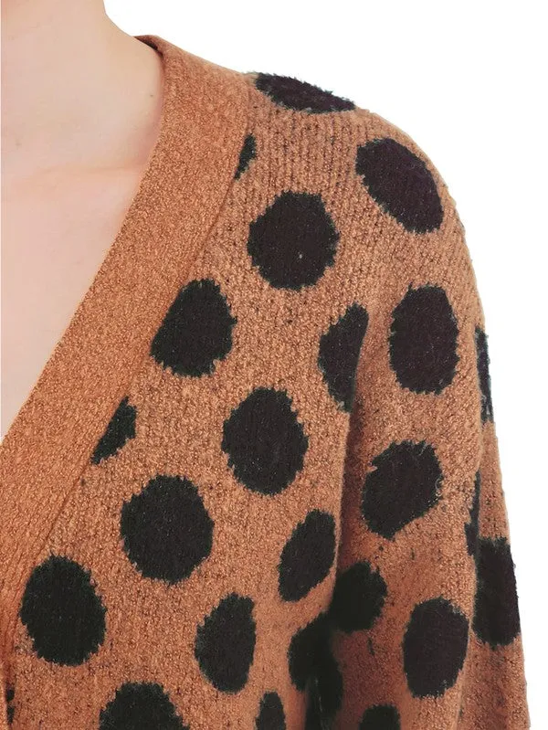 Polka Dot Jacquard Sweater Shrug Cardigan