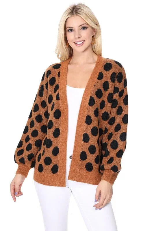 Polka Dot Jacquard Sweater Shrug Cardigan