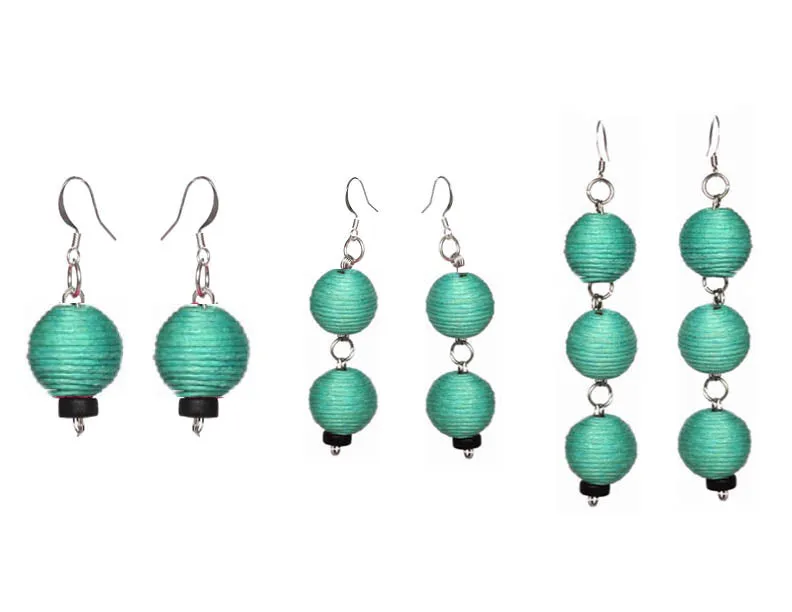 Pom Boho Chic Earrings (Teal Green)