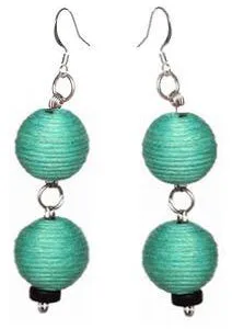 Pom Boho Chic Earrings (Teal Green)