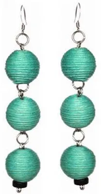 Pom Boho Chic Earrings (Teal Green)