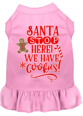 Santa, We Have Cookies Screen Print Dog Dress Light Pink Sm