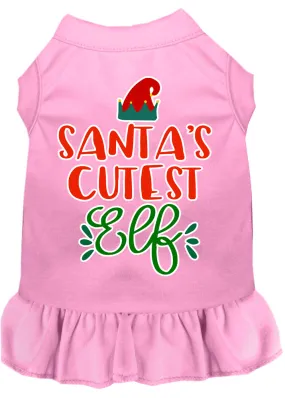 Santa's Cutest Elf Screen Print Dog Dress Light Pink Xxl