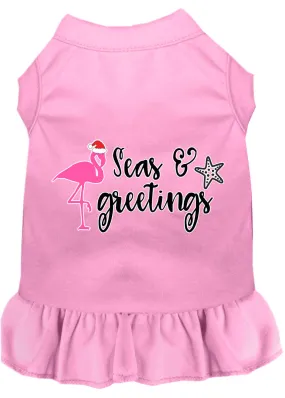 Seas And Greetings Screen Print Dog Dress Light Pink Sm