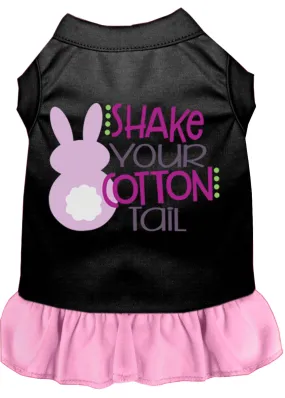 Shake Your Cotton Tail Screen Print Dog Dress Black With Light Pink Xs (8)