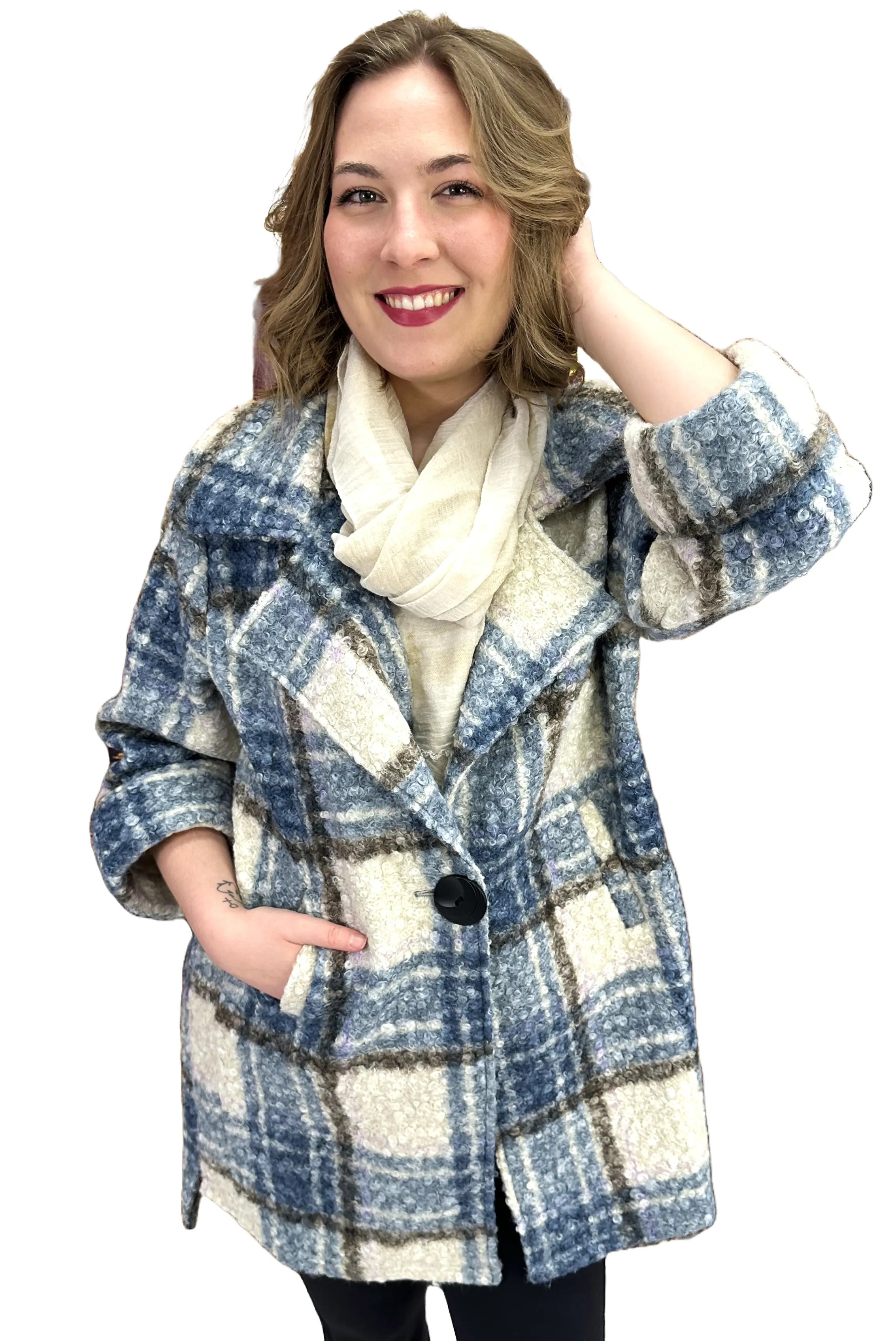 Simply Stylish Woven Plaid Coat