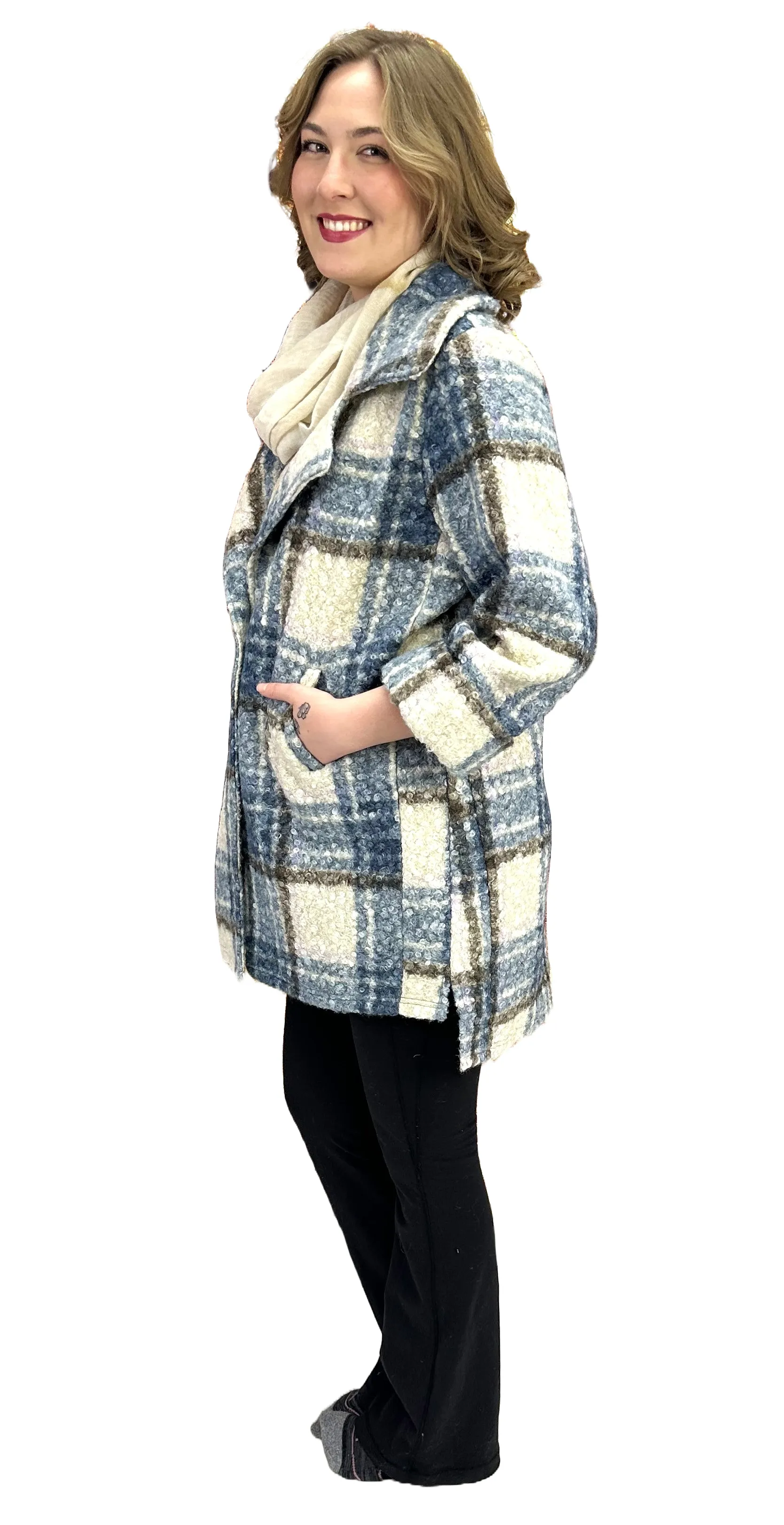 Simply Stylish Woven Plaid Coat