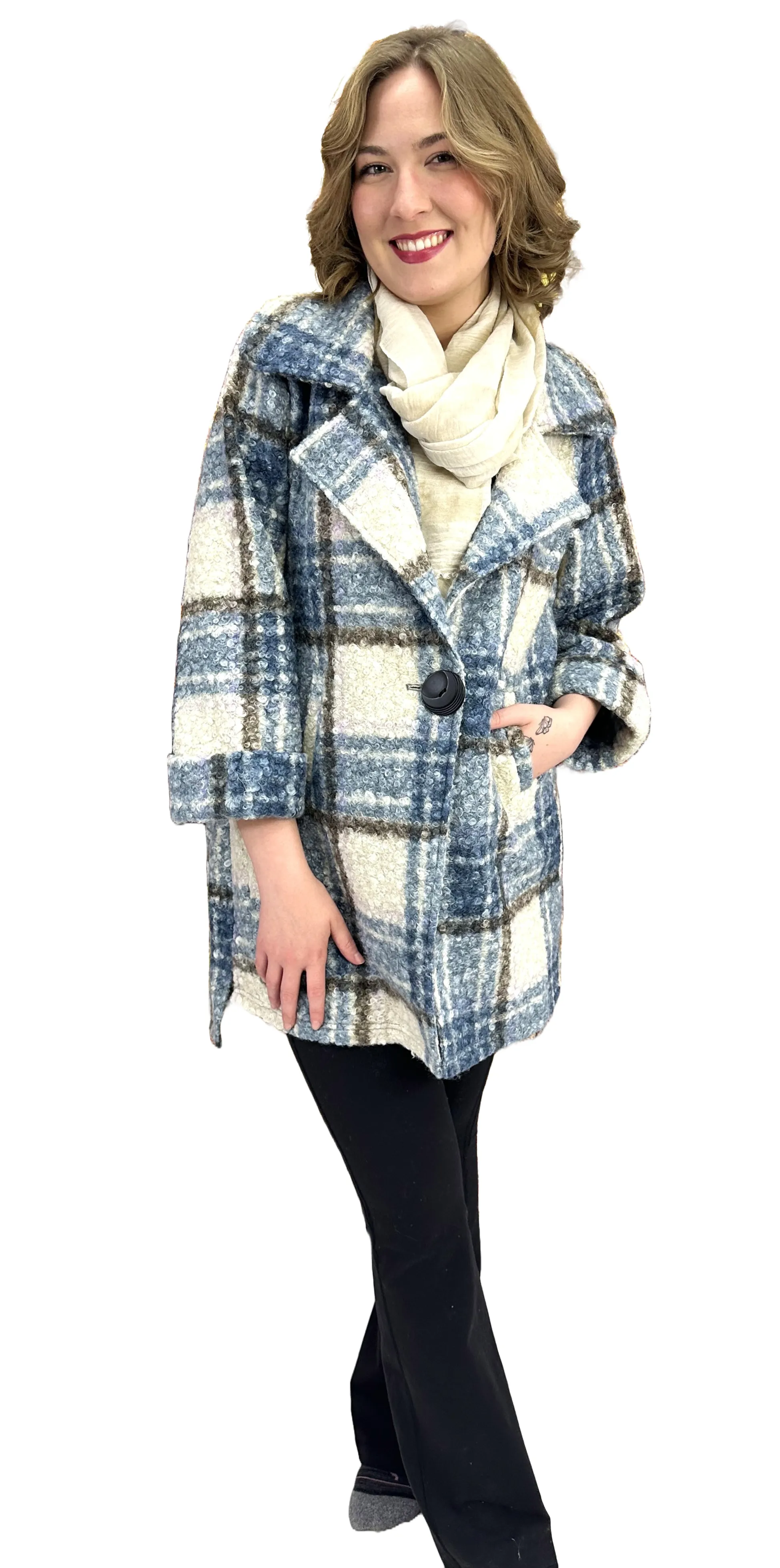 Simply Stylish Woven Plaid Coat