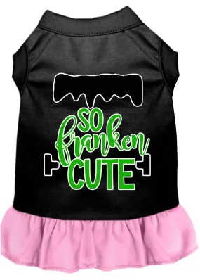 So Franken Cute Screen Print Dog Dress Black With Light Pink Lg