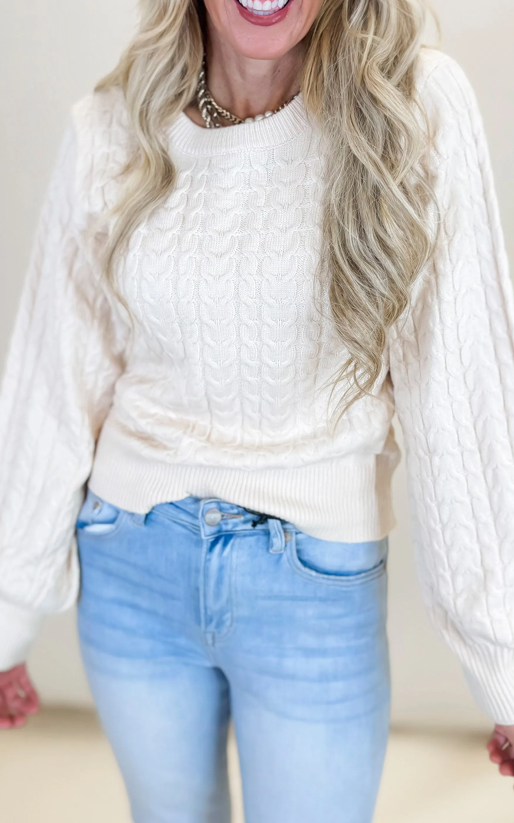 Soft Cable Knit Sweater Top