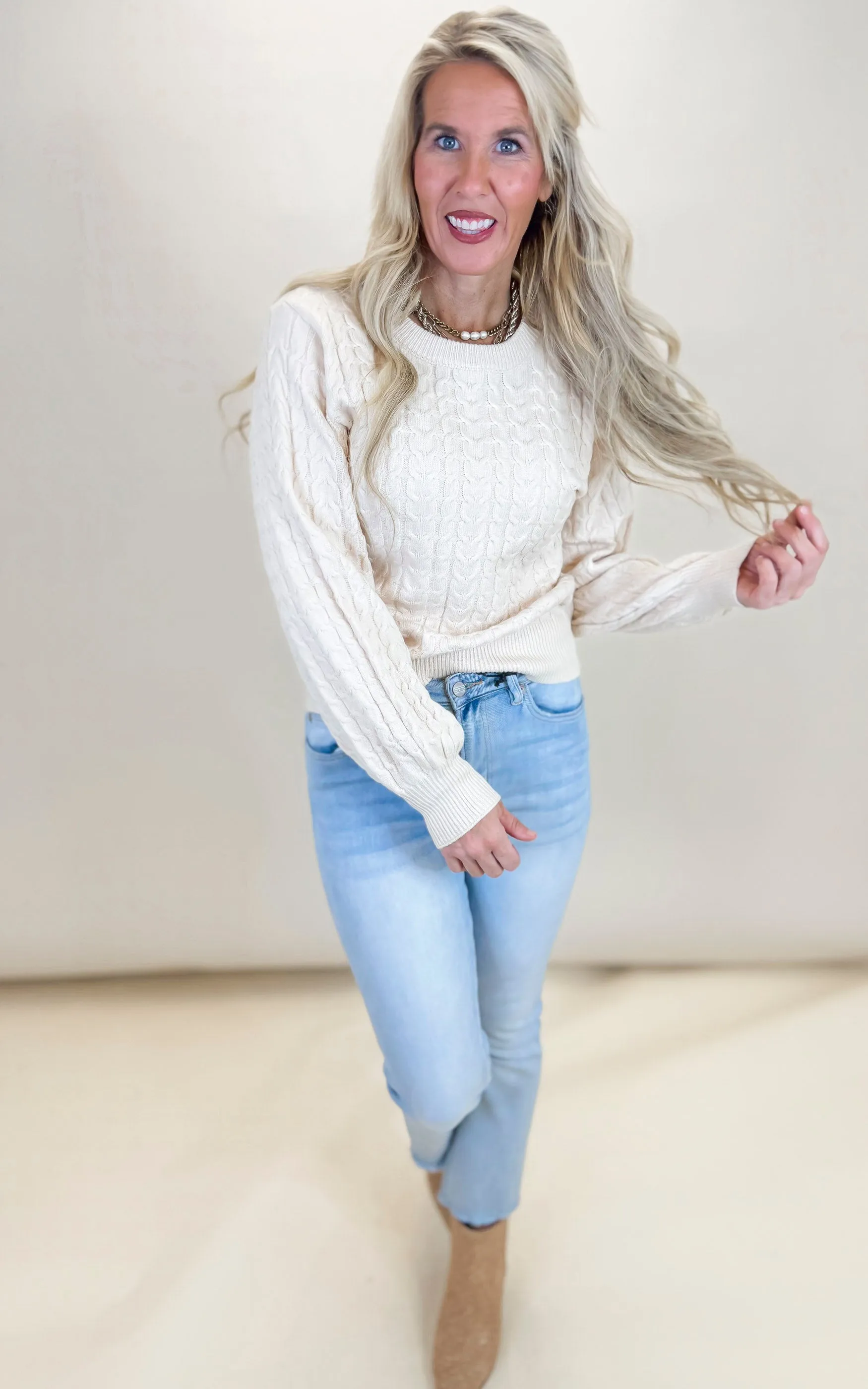 Soft Cable Knit Sweater Top