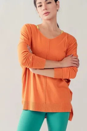 Soft High-Low Tunic Sweater TANGERINE