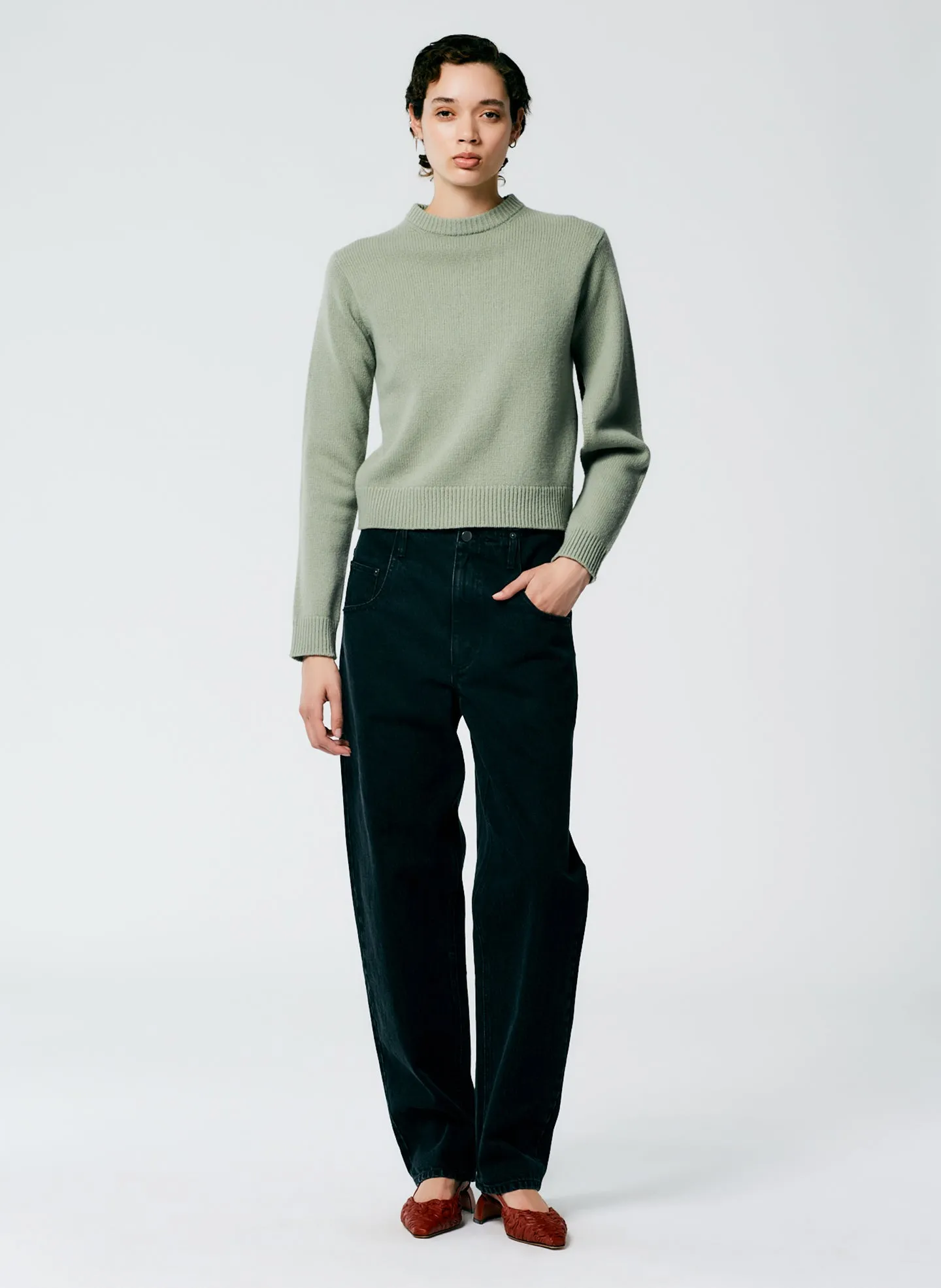 Soft Lambswool Shrunken Crewneck Pullover