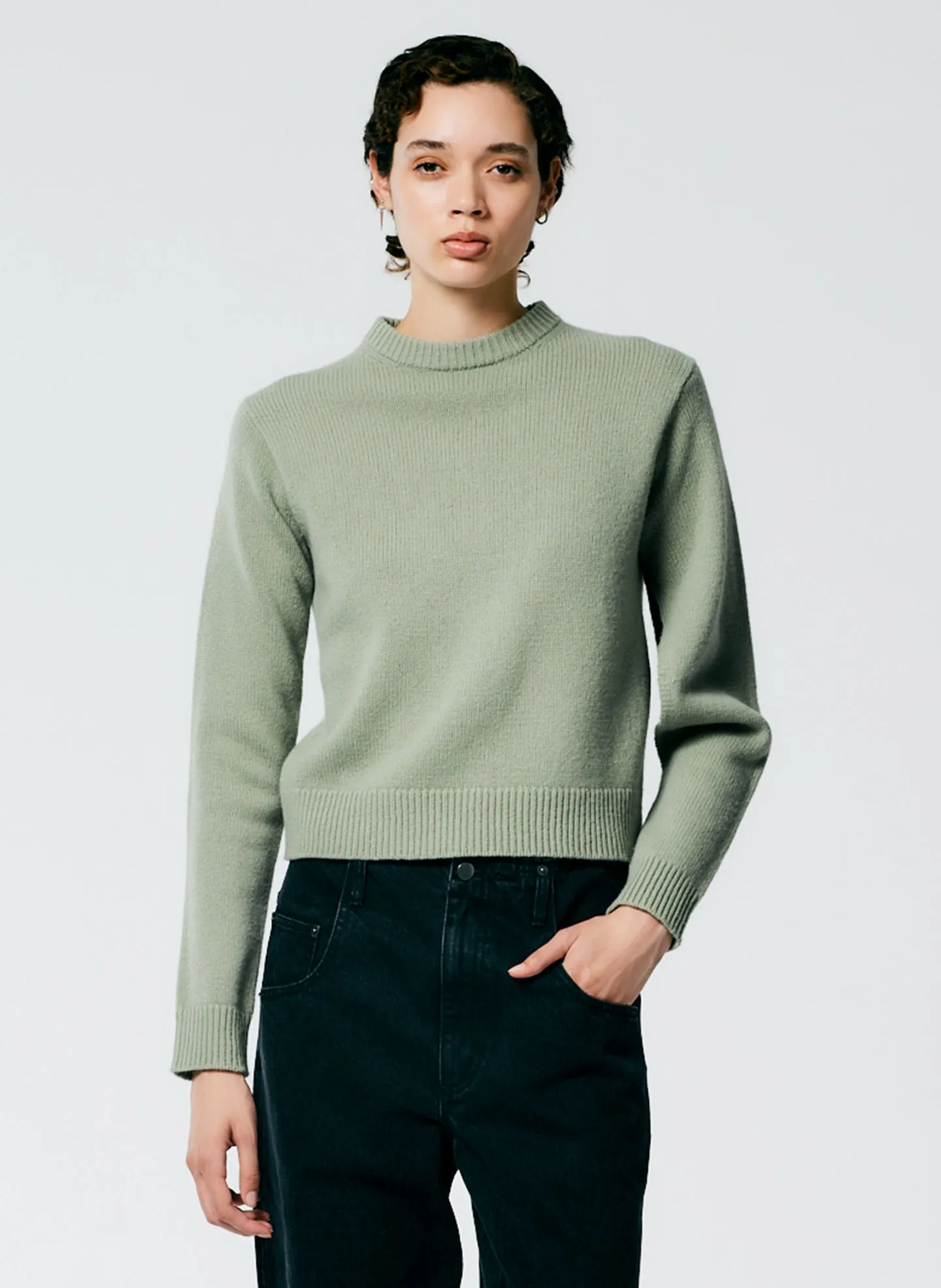 Soft Lambswool Shrunken Crewneck Pullover