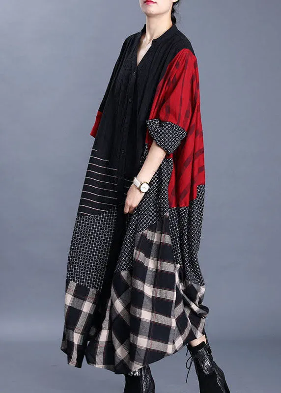 Stylish Asymmetrical Button Patchwork Spring Coat