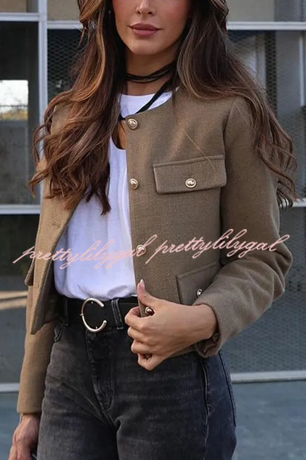 Stylish Buttoned Long Sleeve Casual Pocket Blazer