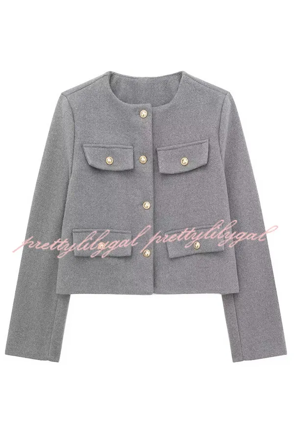 Stylish Buttoned Long Sleeve Casual Pocket Blazer