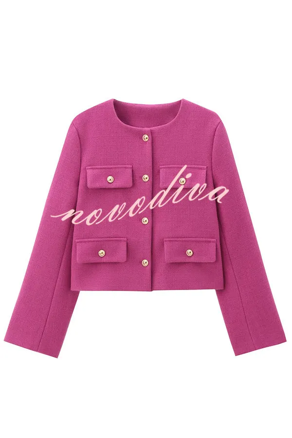 Stylish Buttoned Long Sleeve Casual Pocket Blazer