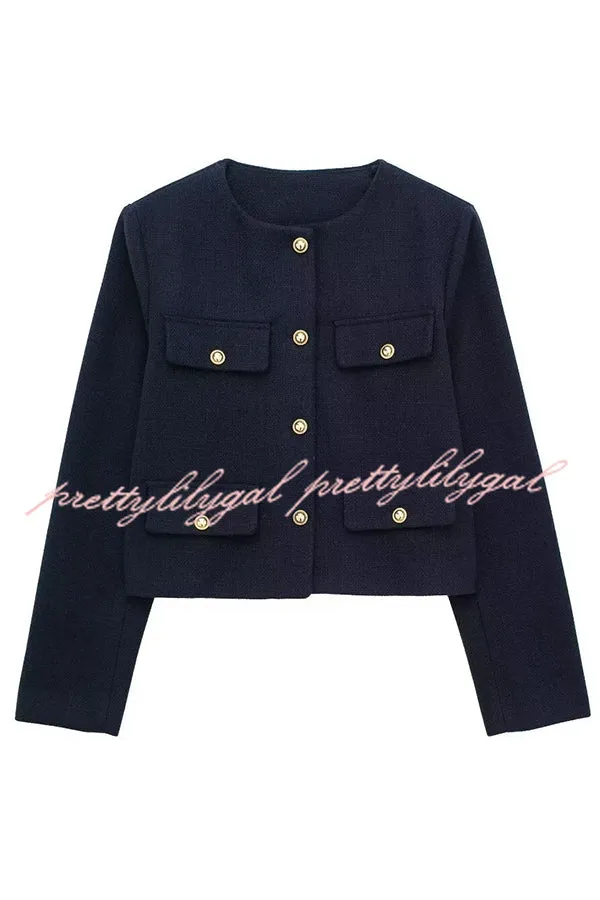 Stylish Buttoned Long Sleeve Casual Pocket Blazer