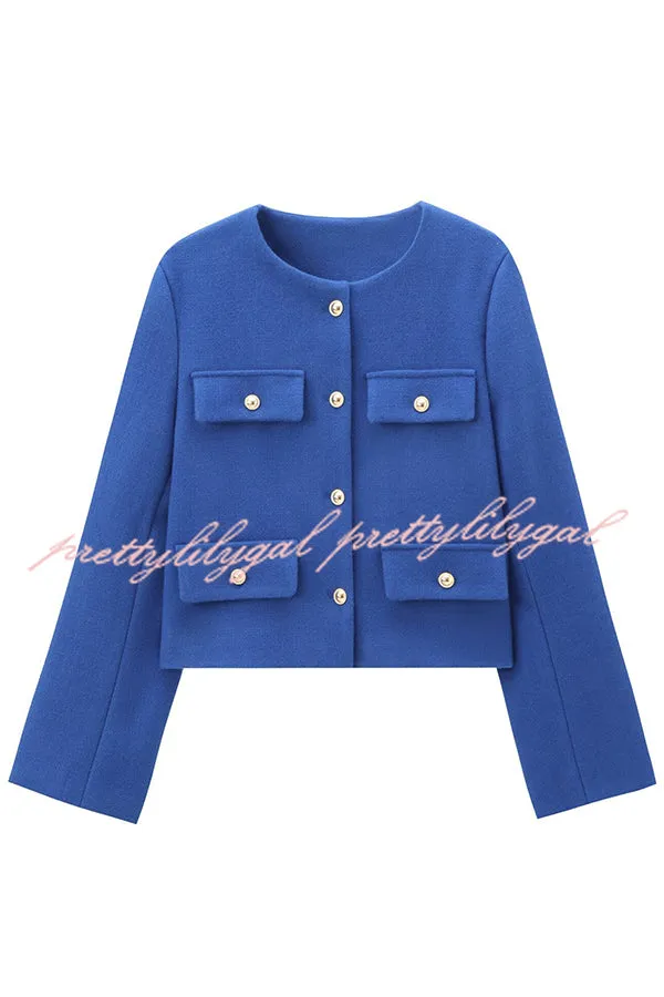 Stylish Buttoned Long Sleeve Casual Pocket Blazer