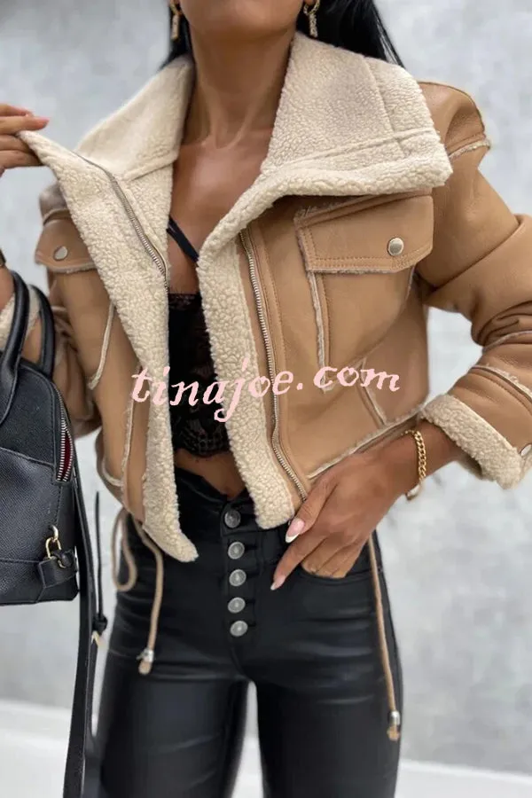 Stylish Lambswool Short Zipped Biker Jacket