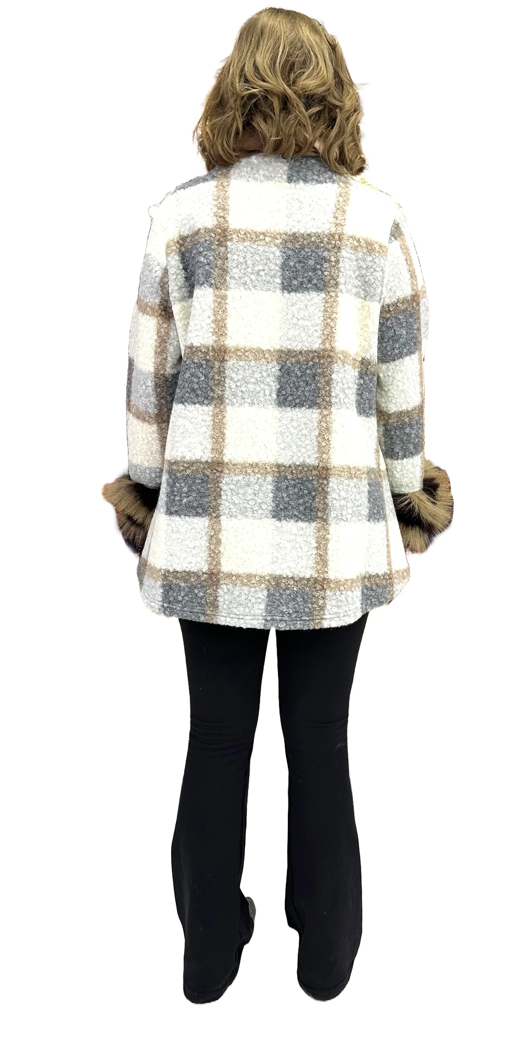 Stylish Woven Plaid Coat