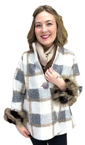 Stylish Woven Plaid Coat