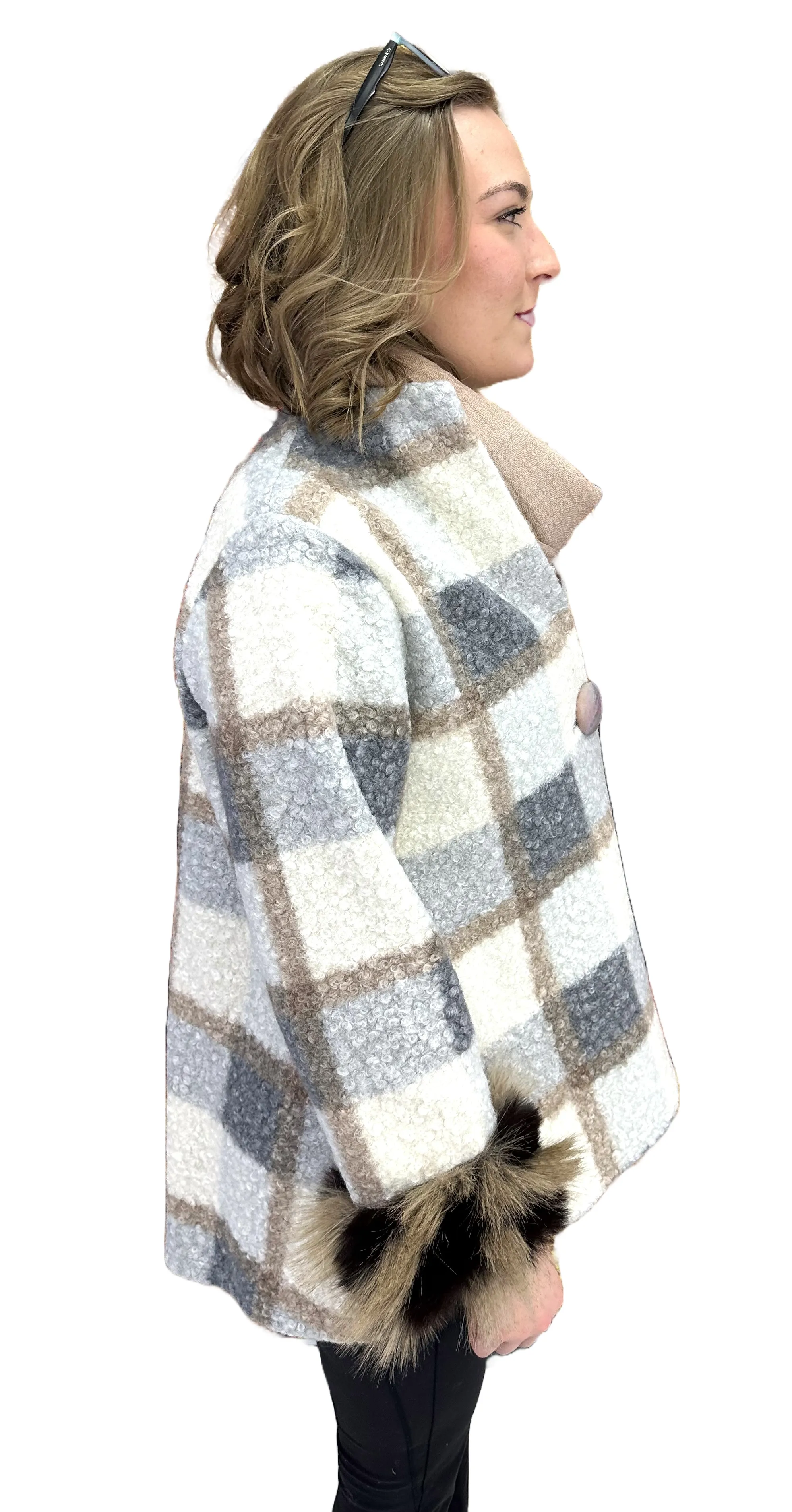 Stylish Woven Plaid Coat