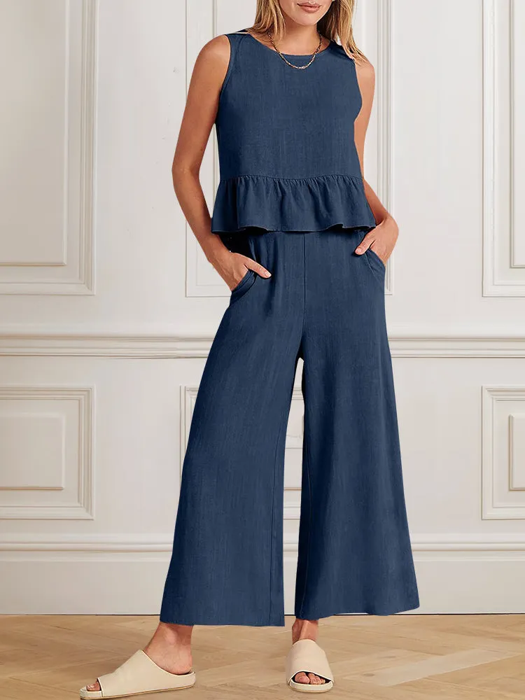 Summer's new pleated casual two-piece set