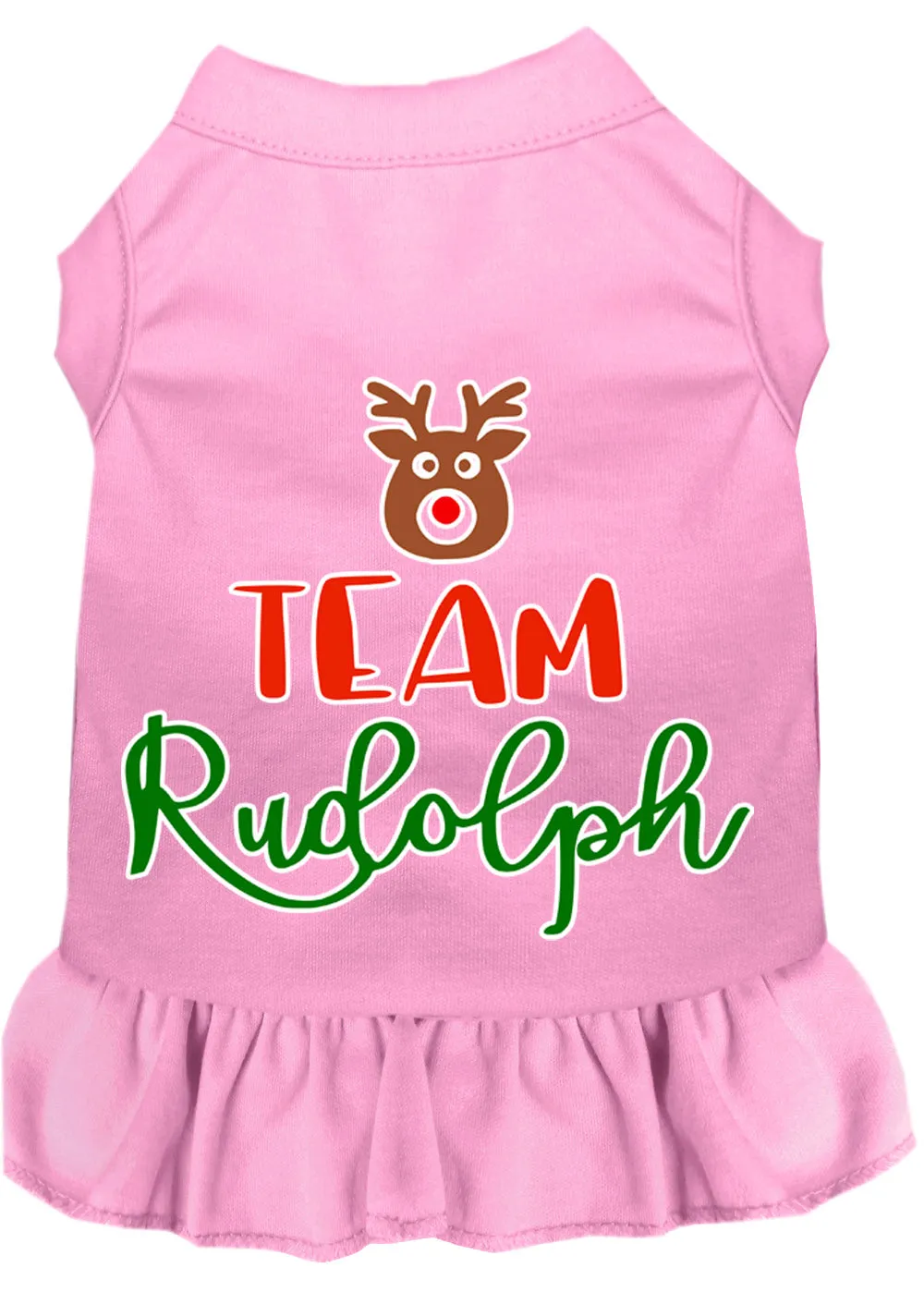 Team Rudolph Screen Print Dog Dress Light Pink Xxl